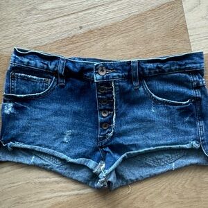 EUC Free People button fly denim jean shorts size 27